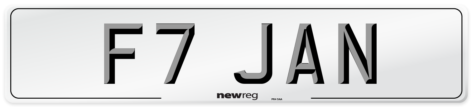 F7 JAN Number Plate from New Reg